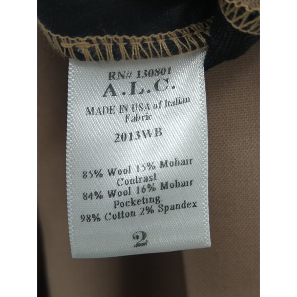 A.L.C. James Pants 2 Wool Mohair Blend Cropped Tuxedo Stripe Trousers Tan Black - Picture 9 of 11